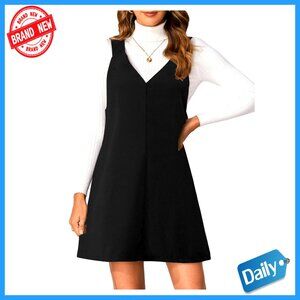 Corduroy V-Neck Pinafore Dress, Mini Length, Sleeveless Jumper